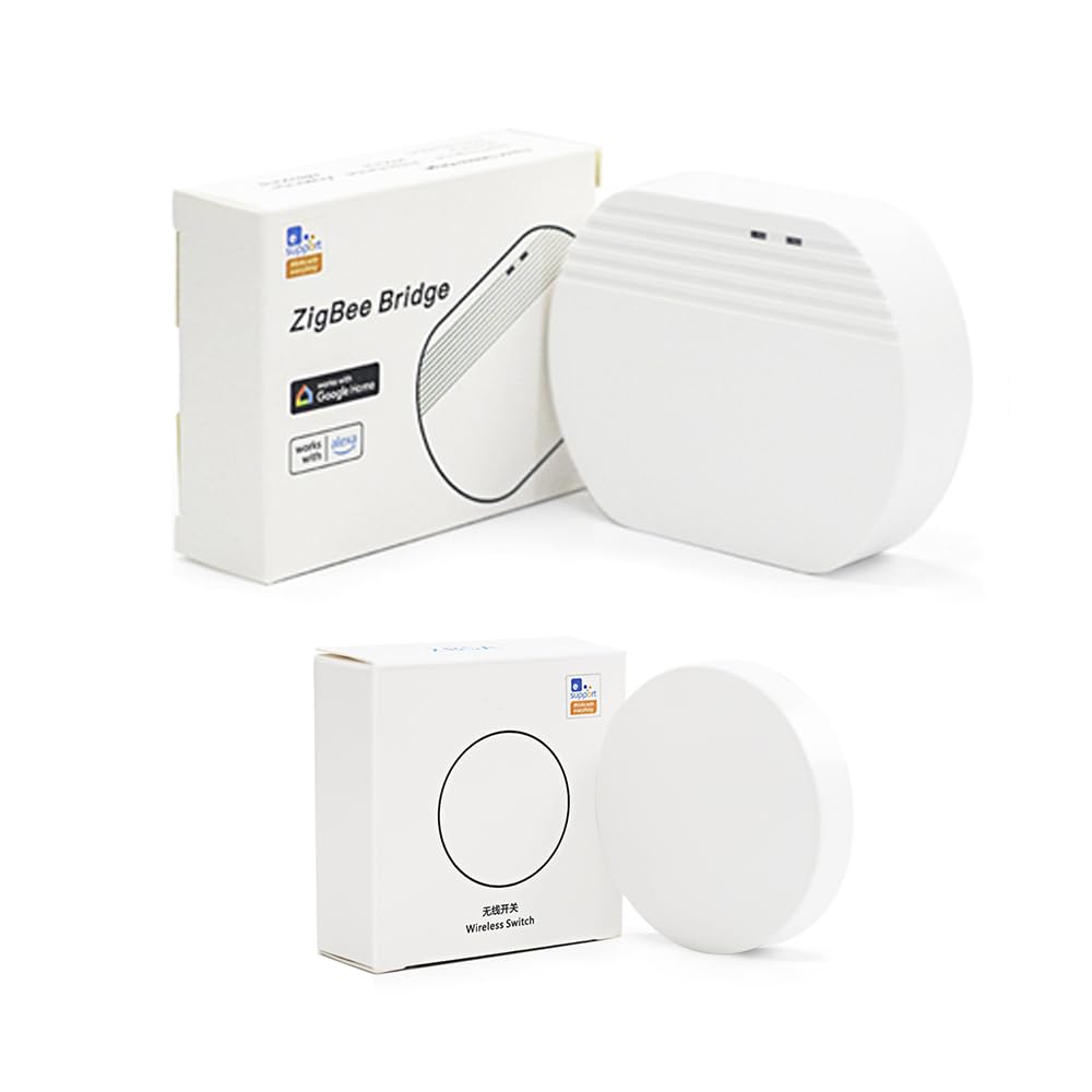 QIACHIP Zigbee Wireless Mini Switch and WiFi Smart Home Gateway Bridge Hub for Zigbee 3.0 devices kit Smart Button Scene Switch Trigger with Alexa/Google Home Ewelink APP Control — image 1
