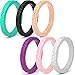Rinfit Silicone Wedding Ring Sets - Soft, Stackable & Thin Silicone Rings for Her - Womens Rubber Wedding Rings - SetG, Size 6