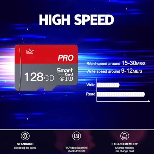 128GB Micro Memory Card Class 10 Memory Cards Mini TF Card with Adapter for Smartphones/Tablet/Drone/Game Console(2-Pack)