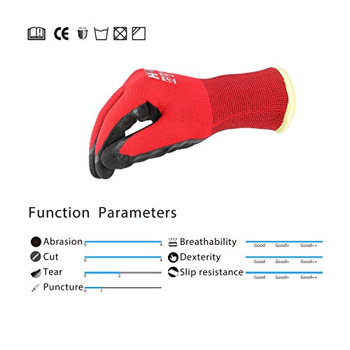 HPHST Arbeitshandschuhe Herren und Damen C431CW Thermo Winterhandschuh Montagehandschuhe Grip Doppelbeschichte Handschuhe wasserdichte Ãldichte Gartenhandschuhe (Rot-Schwarz) GröÃe: 10/XL 1 Paar – Bild 6