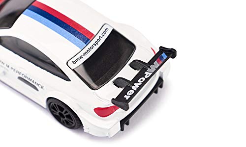 siku 1581, BMW M4 Racing 2016 Sportwagen, Metall/Kunststoff, Weiß/Multicolor, Detailgetreuer Heckflügel, Spielzeugauto für Kinder – Bild 4