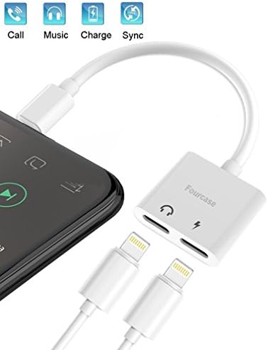 iPhone X/8 Adapter Splitter, Fourcase Dual Lightning Headphone Audio and Charge Adapter for iPhone X/8/8 Plus, iPhone 7/7 Plus