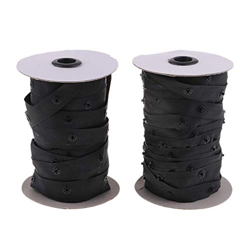 50 Yard Resin Snap Tape fit for Duvet Garment Cushion Covers Strap Fix (Black)