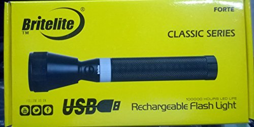 Britelite FORTE USB Rechargeable Flashlight, 1200m (Black)