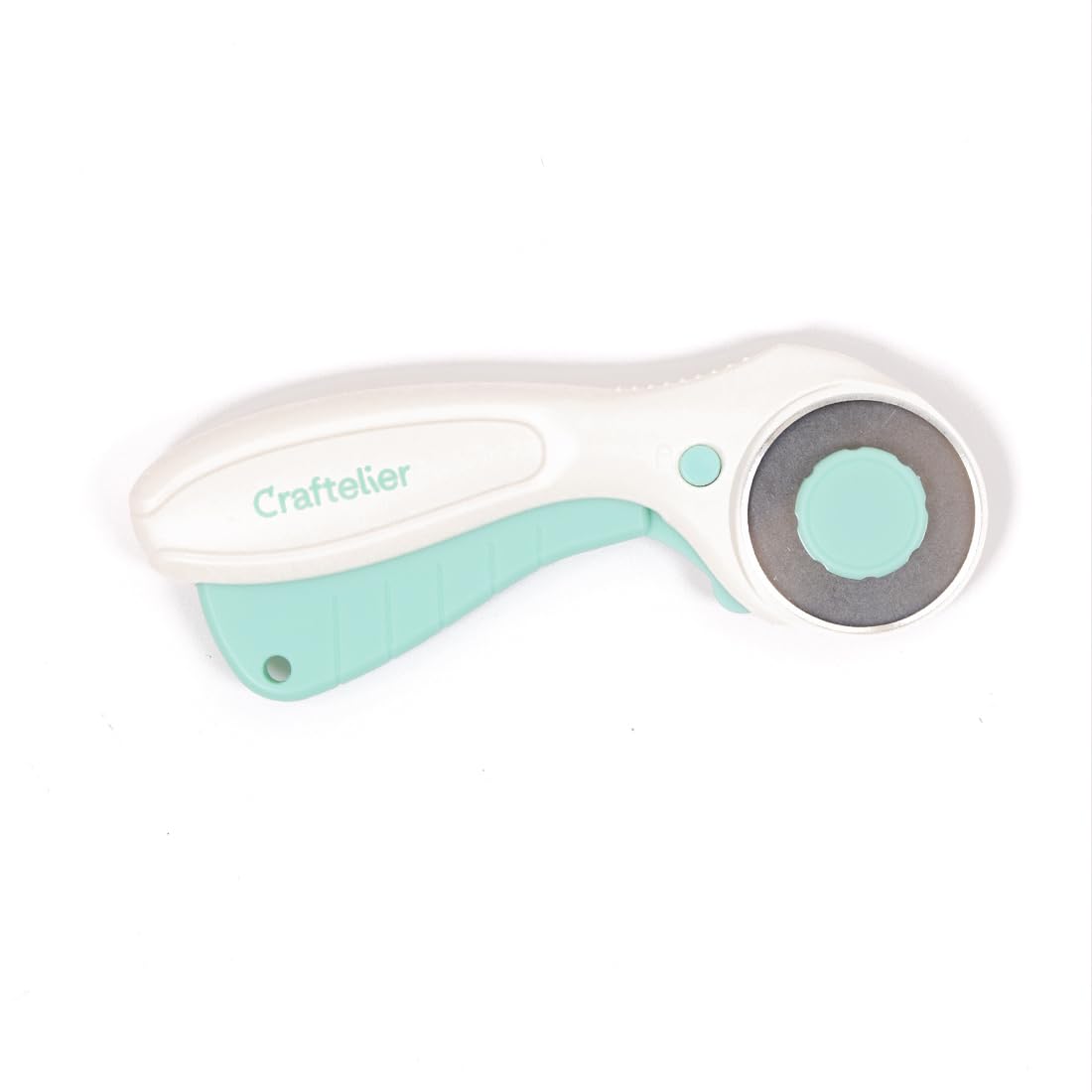 Craftelier - Rotary Cutter for Scrapbooking and Craft Projects | Lock & Unlock Button Function | Blade Diameter 45 mm - Turquoise and White Colour