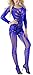 The Victory of Cupid Womens Sexy Fishnet Floral Crotchless Bodysuits Suspender Bodystocking, Blue, One Size
