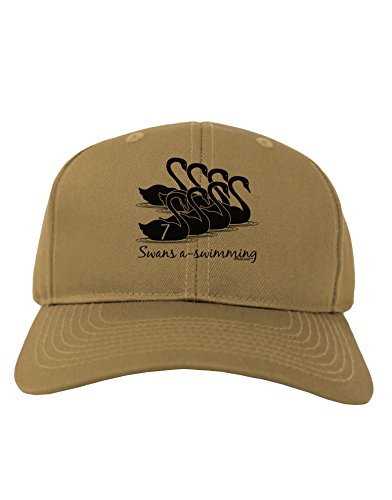 TooLoud Seven Swans A Swimming Text Adult Baseball Cap Hat - Khaki