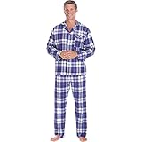 Men's Hanes Long-sleeve Coat-style Flannel Pajamas