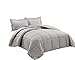 Chezmoi Collection 3-Piece Down Alternative Comforter Set - Lightweight All Seasons Luxurious Brushed Microfiber Comforter (Queen, Paloma Gray)
