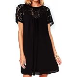 vanberfia Women's Lace Short Sleeve Loose Casual Chiffon Dress (XXL, 7880)