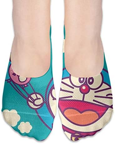 CFECUP Women No Show Socks Doraemon with Balloon Non Slip Low Cut Boat Sock