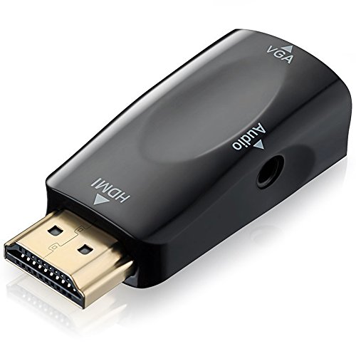 HDMI to VGA, Splaks Tiny Portable HDMI TO VGA with Audio Adapter Male to Female with 3.5mm Audio Output for PC Laptop Power-Free, Raspberry Pi Laptop ,Projector,HDTV,PS3,Xbox STB Blu-ray DVD