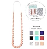 Goobie Baby Audrey Silicone Teething Necklace for Mom to Wear, Safe BPA Free Beads to Chew - Peach