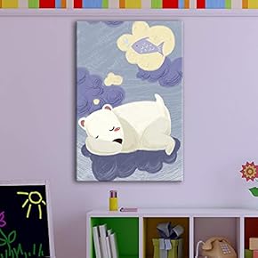 Cute Cartoon Animals A Sleeping Polar Bear Dreaming...