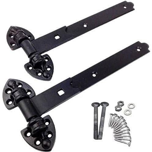 EAI Heavy Reversible Gate Hinges | Heavy Duty 350mm / 14 Inch Black Garage, Stable Door, Gate Hinges | 1 Pair with Fixings