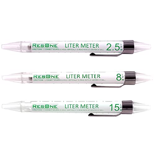 ResOne 3pk Liter Meter Pens: Measure Oxygen Flow 0-15 LPM for Pediatric, Standard, High Flow- Compact Oxygen Flow Meter for Quick, Precise Flow Checks