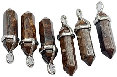 BEADIY-Natural Bronzite Stone Chakra Healing Pointed Bullet Stone Point Reiki Crystal 4pcs Pack 8x35mm