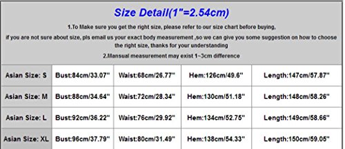 Wensltd Women Summer Boho Cocktail Party Long Maxi Dress Beach Sundress (Blue, L) - Thumbnail 3