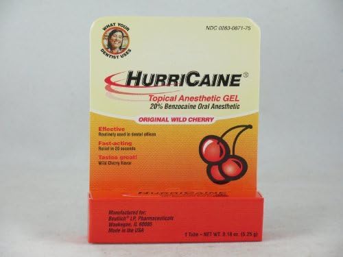 Hurricaine Topical Anesthetic Gel Original Wild Cherry Flavor-1 Tube 0.18 Oz