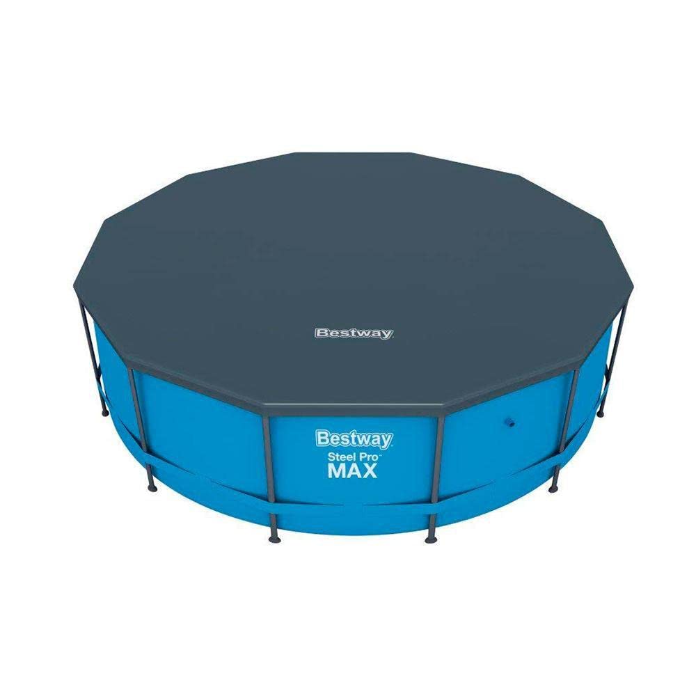 Bestway 58037-19 Flowclear Swimming Pool Cover for Steel Pro Max Round Pools, 12 ft, Black