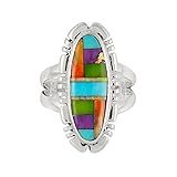 Southwest Design Turquoise Ring in Sterling Silver & Gemstones Size 5 to 12 Designer Jewelry (10)