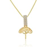 LGSY Plated Gold CZ Simple Bail Pendants for Pearl Jewelry Making Sterling Silver, Design Pendant Fitting for Fashion Jewelry