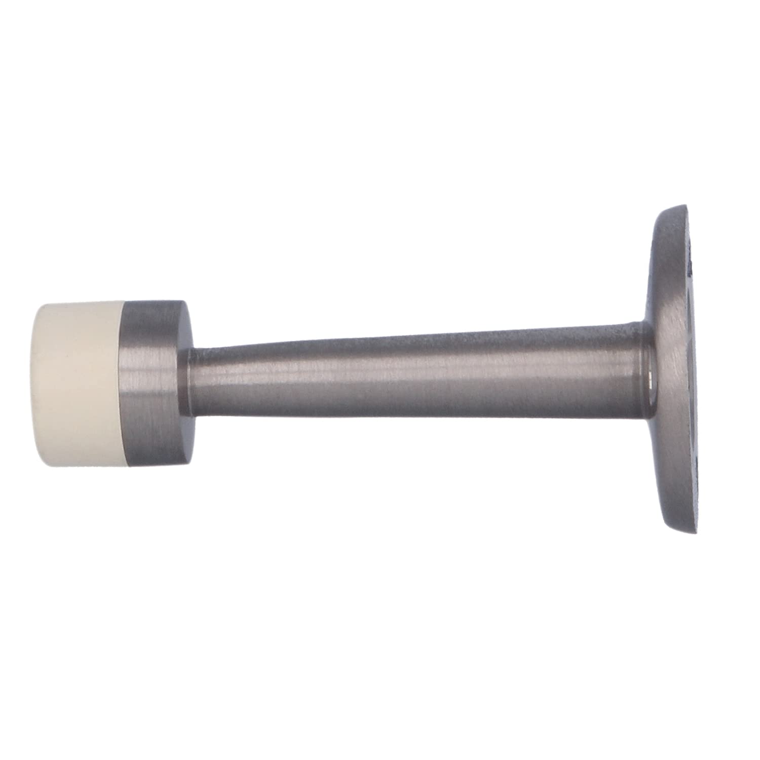 Amig Door Stop for Passage Doors Diameter 19 x 75 mm Model 600 Brass Chrome Finish White Rubber Wall Mounted Includes Chipboard for Installation