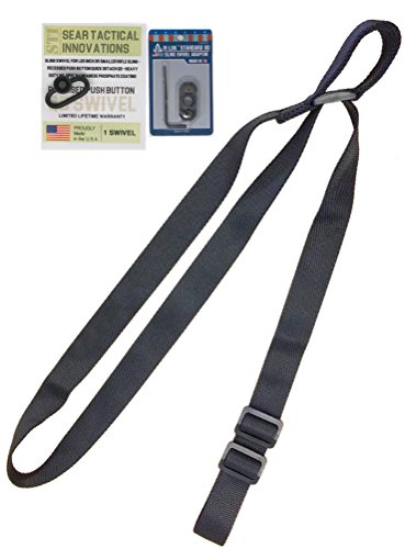 STI 2 Point Rifle Sling - Adjustable Gun Sling with FAST-LOOP and 1.25 inch Webbing for Hunting Sports and Outdoors (Black w/ 1 QD Swivel & M-LOK QD Mount)