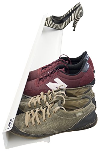 j-me Horizontal Shoe Rack – Wall Mounted Shoe Organizer Keeps Heels, Boots, Sneakers and Sandals Off The Floor. A Great Shoe Storage Solution for Your Entryway Or Closet. (White - 48 inches)