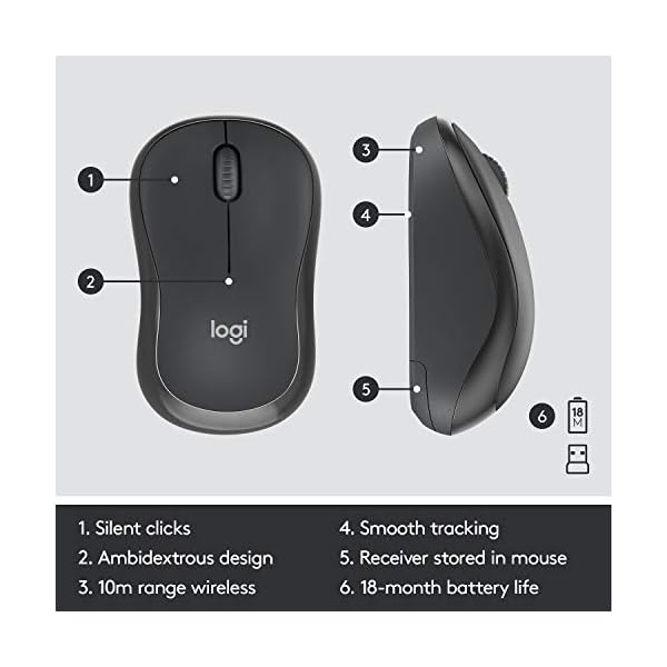 Logitech-MK295-Wireless-Mouse-Keyboard-Combo--SilentTouch-Tech-Full-Numpad-Advanced-Optical-Tracking-Nano-USB-Receiver-Lag-Free-Wireless-90-Less-Noise-QWERTY-UK-English-Layout-Grey Logitech MK295 Silent Wireless Mouse & Keyboard Combo with SilentTouch Technology, Full Numpad, Advanced Optical…