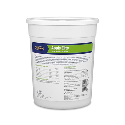 FARNAM APPLE ELITE HORSE ELECTROLYTES POWDER SUPPLEMENT, REPLACES VITAL MINERALS, ENCOURAGES HYDRATION, SUGAR-FREE, CONTAINS SODIUM, POTASSIUM, CALCIUM & MAGNESIUM, APPLE FLAVORED, 5 LB