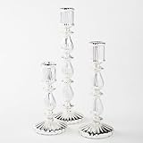 Eastland Ribbed Silver Mercury Glass Taper Candle Holder Set of 3 (3 Sizes)