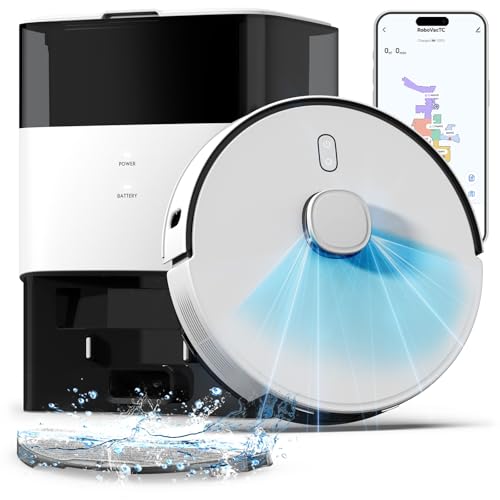 FIXR T30+ Self Emptying Robot Vacuum & Mop Combo with 12,000Pa, Robotic Vacuums Cleaner for Pet Hair, No-Collision Obstacle Avoidance, 75-Day Capacity, Carpet Detection, Anti-Tangle, 240-Min Runtime