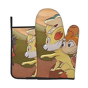 Xiaoxian Pokemon 10 Hittebestendige keukenovenhandschoenen, ovenhandschoenen en potdekselhandschoenen, veilig om te…