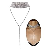 Woman Ladies Fashion Crystal Choker Necklace Sweater Necklace Long Pendant Wedding Party Jewelry