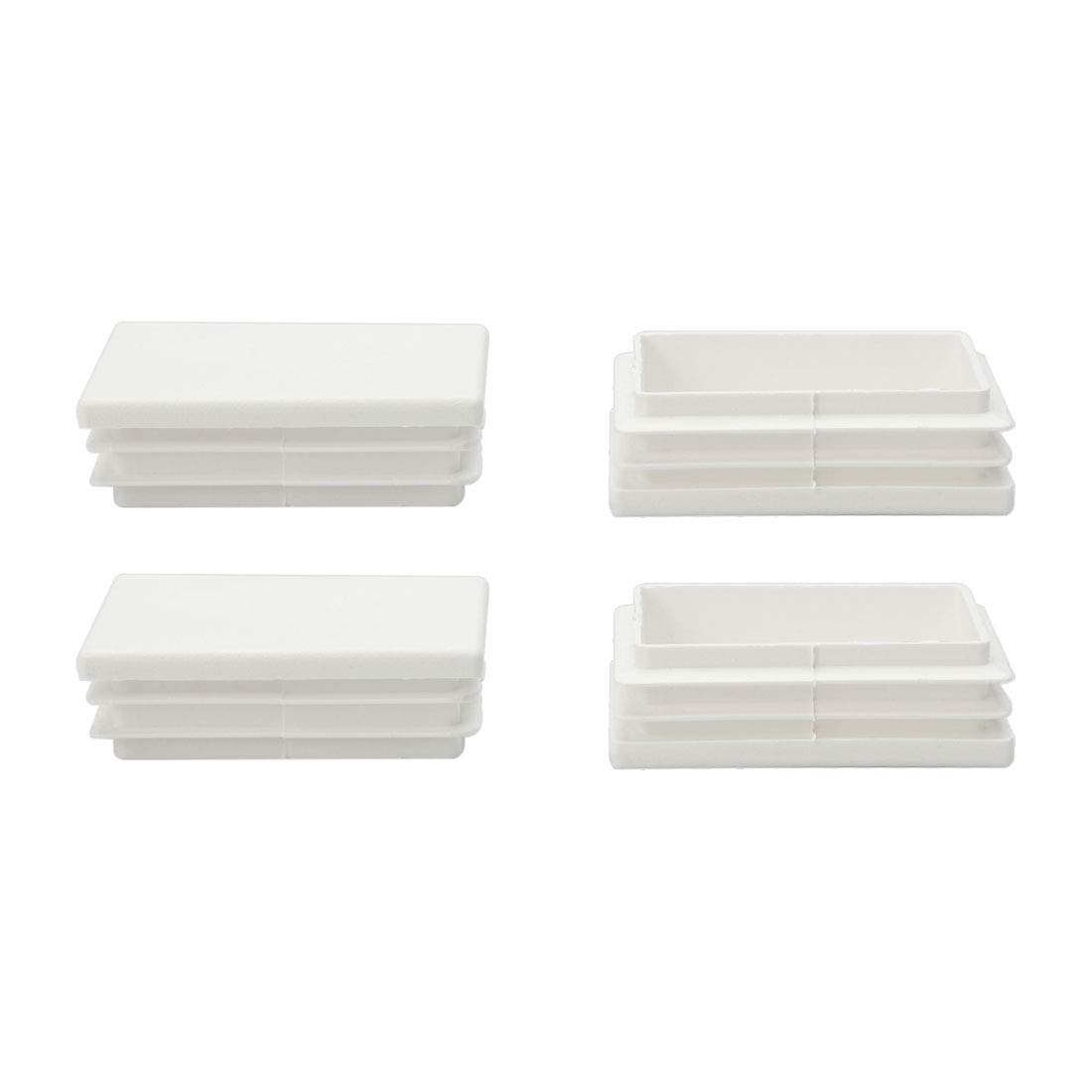 sourcingmap 4pcs 40 x 60mm Plastic Rectangle Ribbed Tube Inserts End Cover Cap Furniture Desk Table Feet Floor Protector