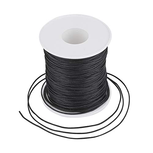 Craftdady 100 Yards 1mm Waxed Cotton Cord Macrame Bracelet Necklace Jewelry Making Waxed Beading Thread String (Black) - Thumbnail 2