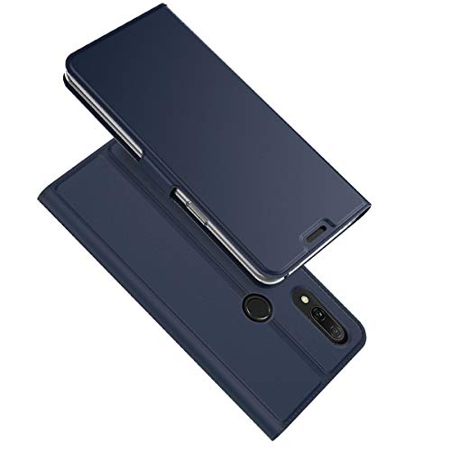 Huawei Y9 2019 Case, [Pocket] PU Leather Flip Wallet Credit Card Holder Soft TPU Silicon Full Body Protective Shockproof Cover Magnetic Closure Blue
