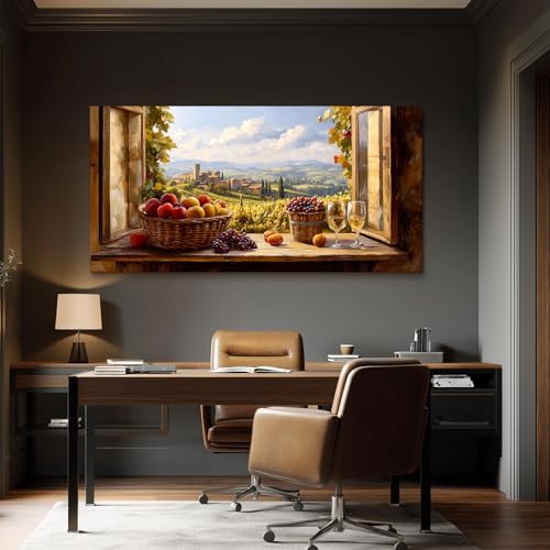 MHARTK66 Artistic Mountain Landscapes Pictures Modern Decoration 75x150cm | Window view, HD crisp, hand-stretched canvas, metal hooks, easy to clean and hang, suitable for various spaces.