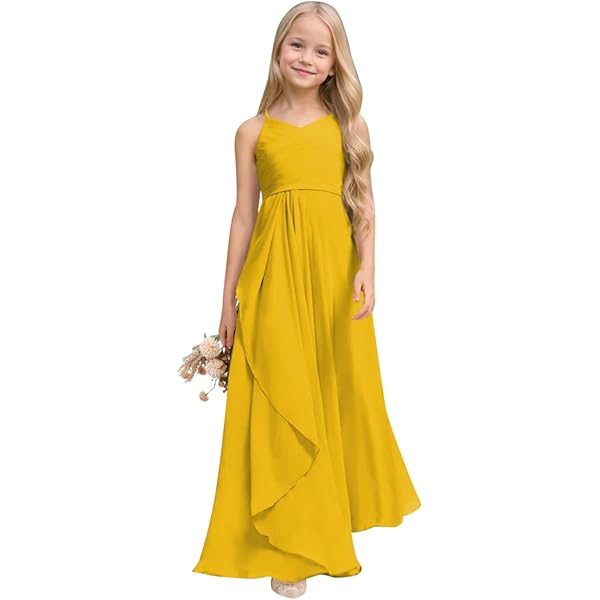 childrens yellow bridesmaid dresses One Size (S to XL)