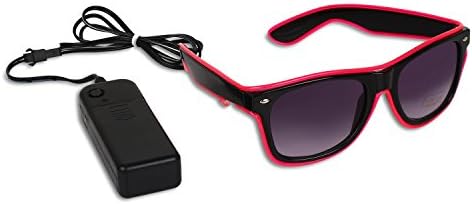 Catchin24 Light Up Illuminated Neon El- Wired LED Flashing Glow Goggles Rave Party Sunglasses With UV Protection - Pink