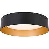 Bargeni Flush Mount Ceiling Light,12.5 inch LED Ceiling Light Fixture,Matte Black with Gold Inside,3000K/Warm White/18W(100w 