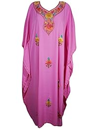 Mogul Womens Caftan Sexy Kaftan Floral Embellished Hostess Maxi Dress Resort Wear