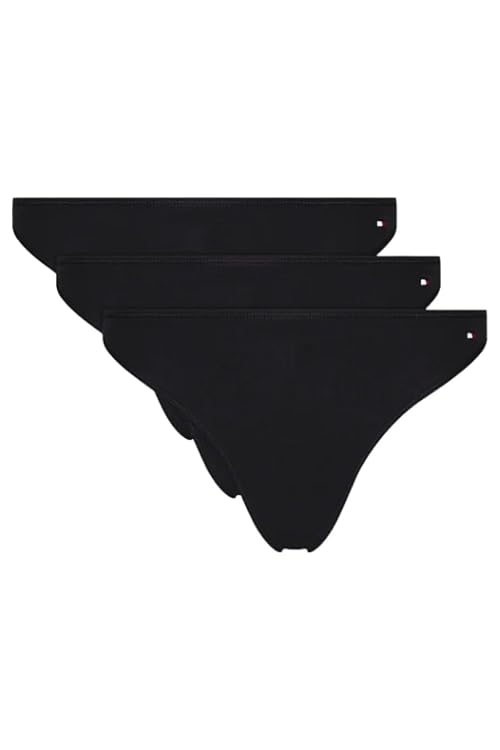 Tommy Hilfiger Women’s 3 Pack Ribbed Bikini Briefs, Multicolor (Black/Black Rib/Black), L