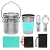 Odoland Multi-PCS Mini Kit de Casseroles Camping, Cookware Kit en Alliage d’Alu, Légère, Durable et Compact avec Tasse…