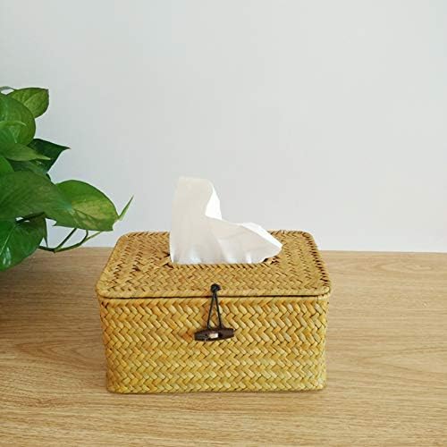 Nsblln Bath accessories tissue box, algae Manual WC woven rattan living room creative tissue box, napkin holder tissue box