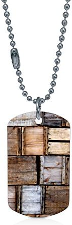WOODEN CRATES Dog Tag Two Sided Includes 30" Ball Chain Necklace