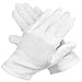 12 Pairs White Cotton Gloves, Marrywindix 9.4'' Soft Lightweight Work Gloves Cotton Gloves for Wedding Workshop Farm Garden, One Size
