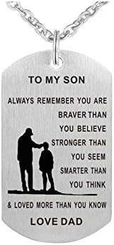 Micaa Always Remember To My Son Dog Tag From Dad Mens Boys Inspirational Necklace (Dad to Son)