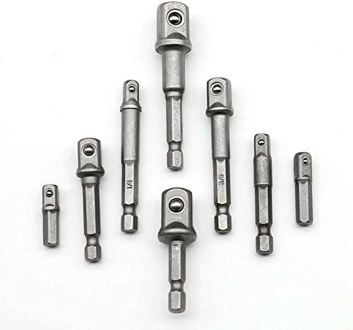 BAILONGJU 8pc Set 1/4" 3/8" 1/2" | Impact Grade Socket Adapter | Hex Shank Adapter Drill Nut Driver | Power Extension Bit Set for Drills (8PCS)